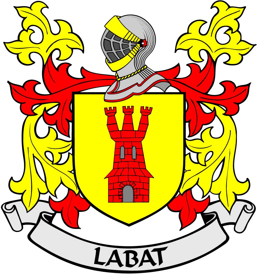 Labat Family Crest 3" Coat of Arms Pinback