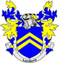 Lamberti family crest coat arms magnet with blue and yellow shield and helmet
