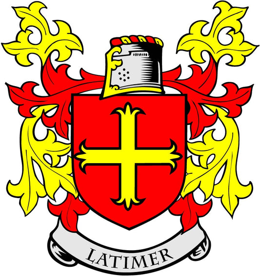 Latimer 2 Family Crest 3" Coat of Arms Pinback