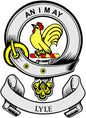 3-inch family crest coat arms magnet, circular rooster emblem with 'LYLE' text
