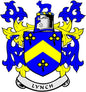 Lynch family crest arms magnet with blue-and-yellow shield and ornate blue lions