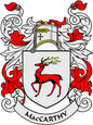 MacCarthy family crest coat-of-arms magnet with shield and red deer illustration