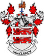 MacClancy family crest coat of arms magnet with red and black lion shield