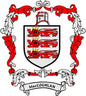 MacCoghlan family crest coat of arms magnet with shield, red lions, and banner