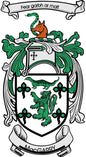 MacGarry family crest arms magnet with green heraldic shield and banner design