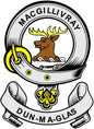 MacGillivray family crest enamel pinback with coat of arms deer and yellow details