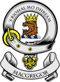 Round MacGregor coat-of-arms arms magnet with crowned lion and “MACGREGOR” banner