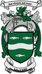 Macabe family crest coat arms magnet, 3-inch shield with green and white design