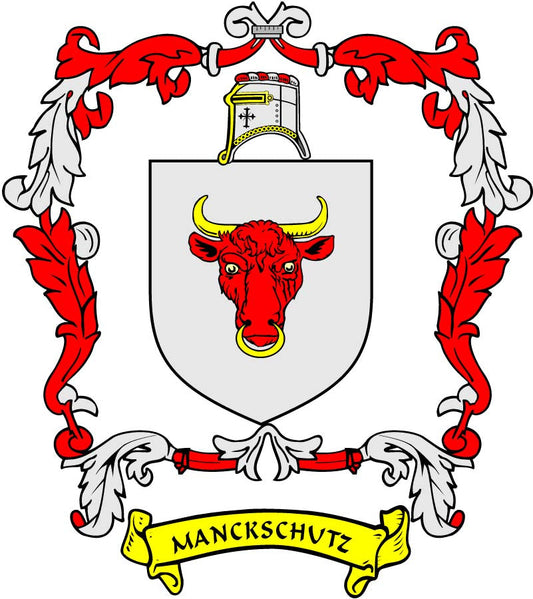 Manckschutz Family Crest 3" Coat of Arms Round Magnet