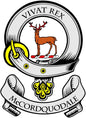 3-inch circular family crest coat-of-arms magnet with red deer and McCORDQUODALE text