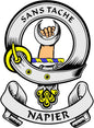 Round Napier crest magnet with helmet and claws in a coat-of-arms seal