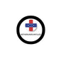 Netherlands Antilles pinback button with circular black border and flag design