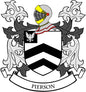 Pierson family crest coat of arms enamel pin with black, white and gold details