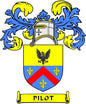 Pilot family crest arms magnet with shield, eagle, blue yellow red design and “PILOT” banner