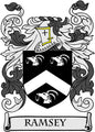 Ramsey family crest coat of arms pinback with RAMSEY banner