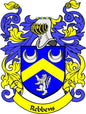 Rebbens crest pinback badge with blue-yellow shield and lion emblem