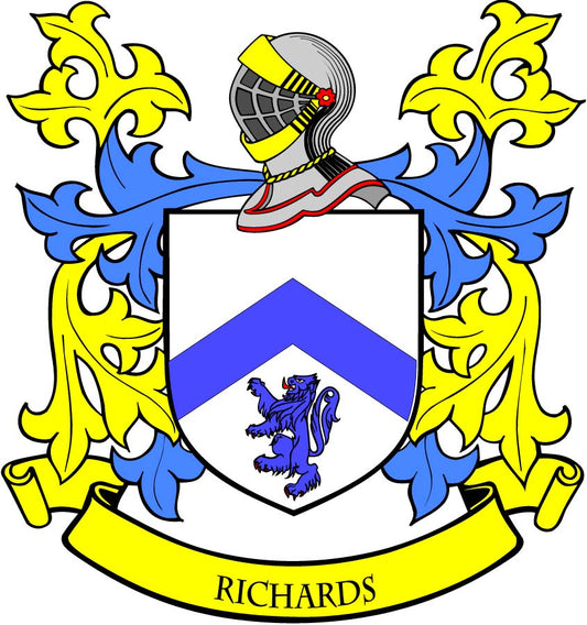 Richards 2 Family Crest 3" Coat of Arms Round Magnet