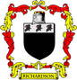 Richardson coat of arms crest magnet with black shield, lions, and RICHARDSON banner