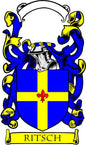 RITSCH family crest coat-arms magnet with blue and yellow shield and banner