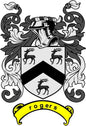 Rogers family crest coat of arms pinback with black-and-white shield and yellow banner