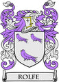 3-inch Rolfe family crest arms magnet with purple birds and shield marked cross