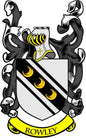 Rowley coat of arms magnet with shield, yellow trim, and banner reading ROWLEY