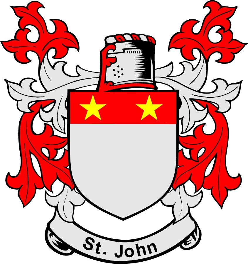 St John Family Crest 3" Coat of Arms Pinback