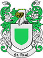 St Paul crest enamel pinback badge with green shield and ornate laurel design