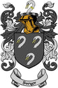 Swyer family crest coat-of-arms magnet: black & gold shield, 'Swyer' ribbon, 3-inch