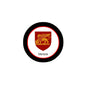 Round 3-inch Venice family crest arms magnet with black border and lion shield