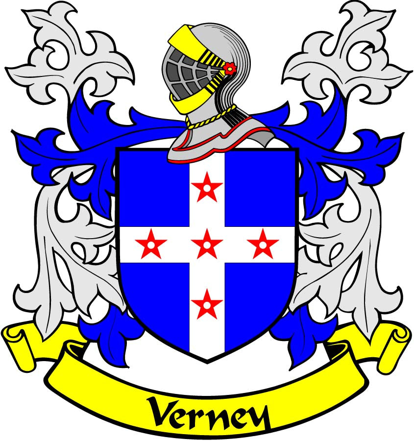 Verney Family Crest 3" Coat of Arms Round Magnet