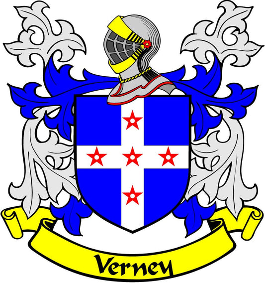 Verney Family Crest 3" Coat of Arms Round Magnet