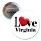 2.25-inch round pinback button with “I Love Virginia” text and red heart