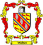 Walden family crest arms magnet with shield and red-yellow heraldic design, 3-inch