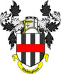 Family crest coat arms magnet with Walsingham shield and striped panels, 3-inch