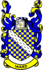 Ward family crest coat of arms shield magnet with blue, yellow, and diagonal stripe
