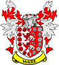 Coat of arms magnet featuring red-and-white crest shield and yellow WARE banner