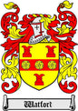 Watford crest coat arms magnet with red-and-gold shield and Watford banner.