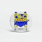 3-inch circular Wray family crest coat-of-arms magnet, blue and gold on white