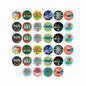 Set of 24 round pinback buttons with assorted colorful Ugly Christmas designs