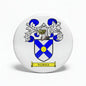 3-inch family crest coat-of-arms magnet: blue and white shield with YORKE banner.