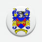 3-inch Younge family crest arms round magnet, blue and red shield emblem