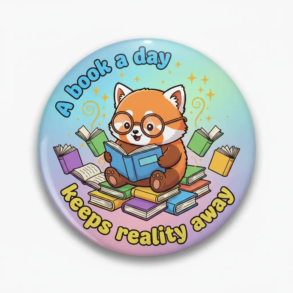 A book a day keeps reality away Pin Button 2.25-inch - mypinbacks.com