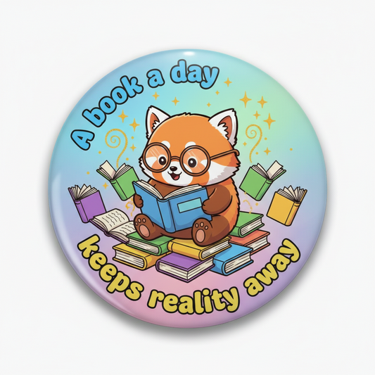 A book a day keeps reality away Pinback 2.25-inch