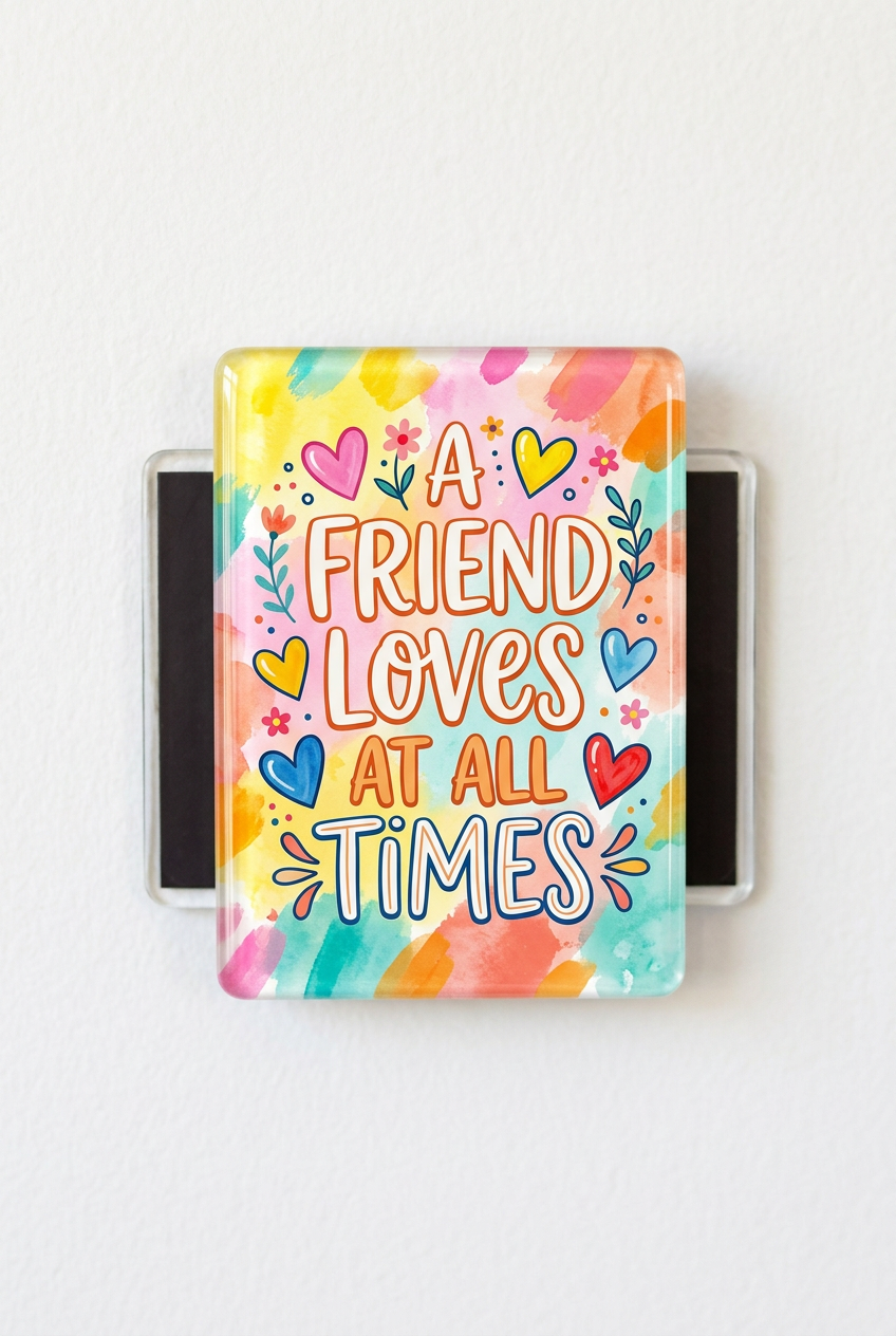 A friend loves at all times Acrylic Fridge Magnetic 3-inch x 4-inch