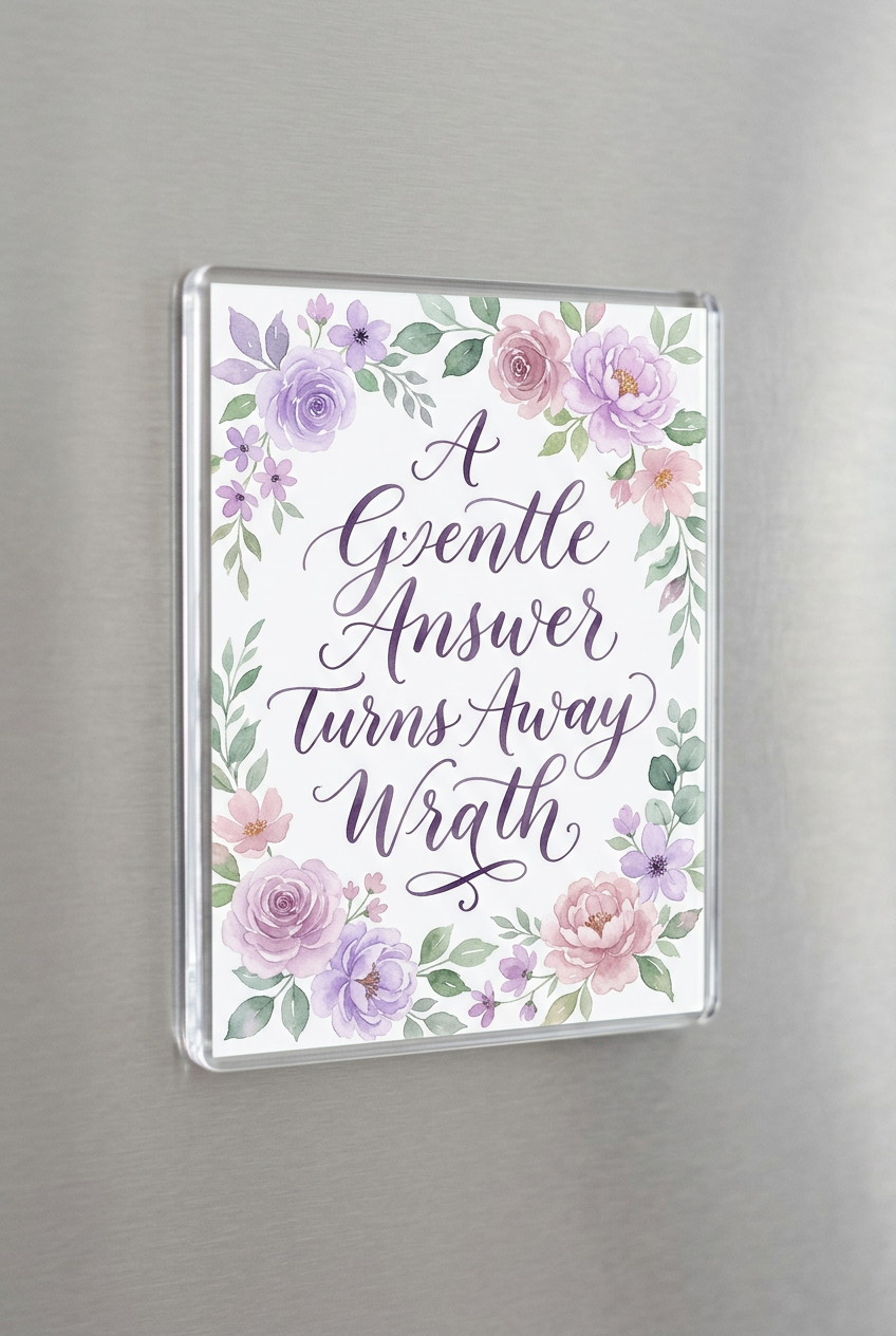 A gentle answer turns away wrath Acrylic Fridge Magnetic 3-inch x 4-inch