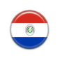 Paraguay flag pinback button badge with central coat of arms, 1.5 inch
