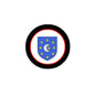3-inch round arms magnet with black border, red ring, blue crest with crescent and stars