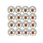 Round Christmas & Happy New Year pinback buttons with red reindeer design, set of 12