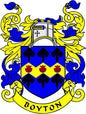 Boyton family crest coat arms magnet with blue, yellow, and red shield design